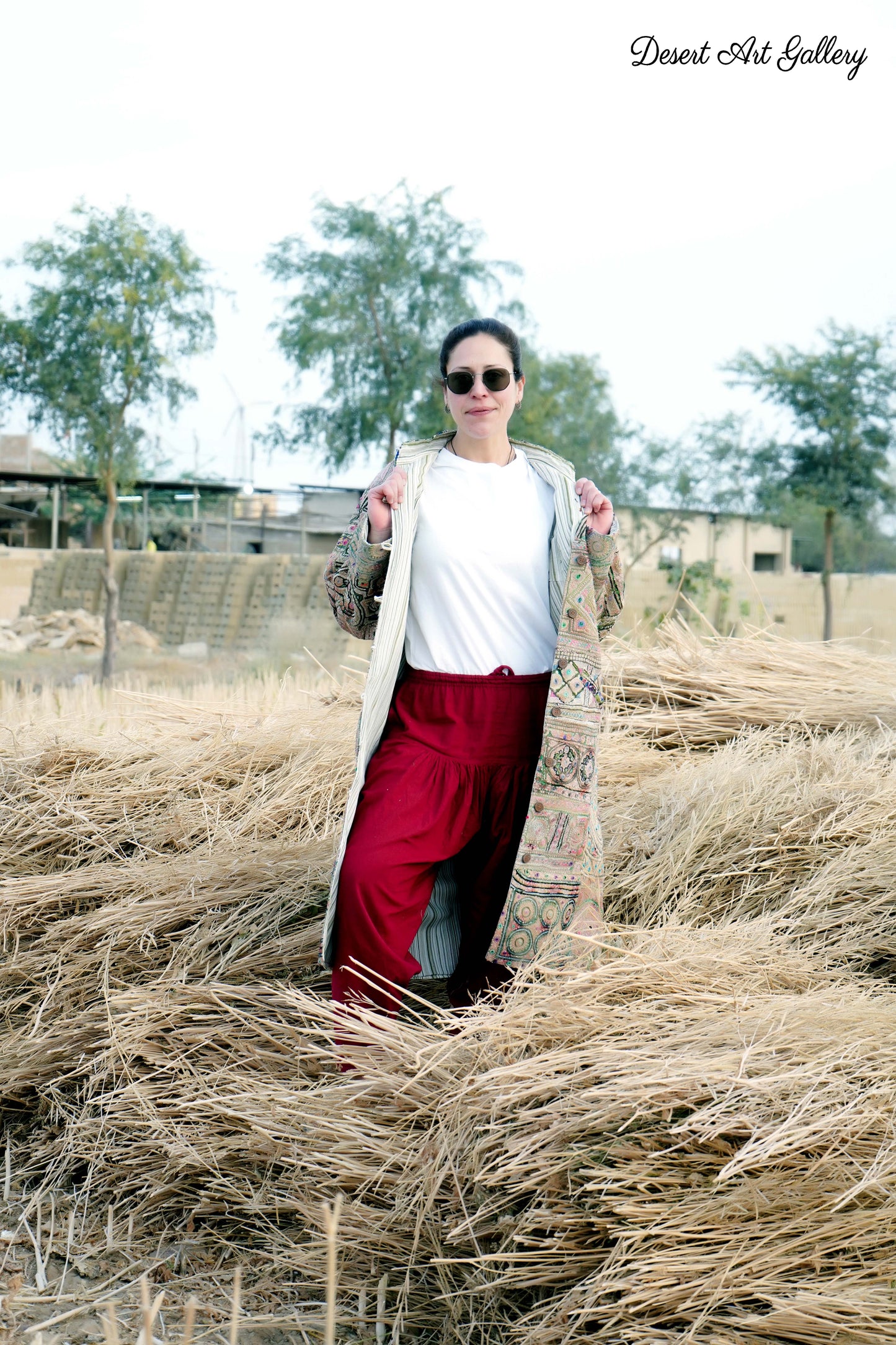 Mukka Embroidery Zari Long Jacket