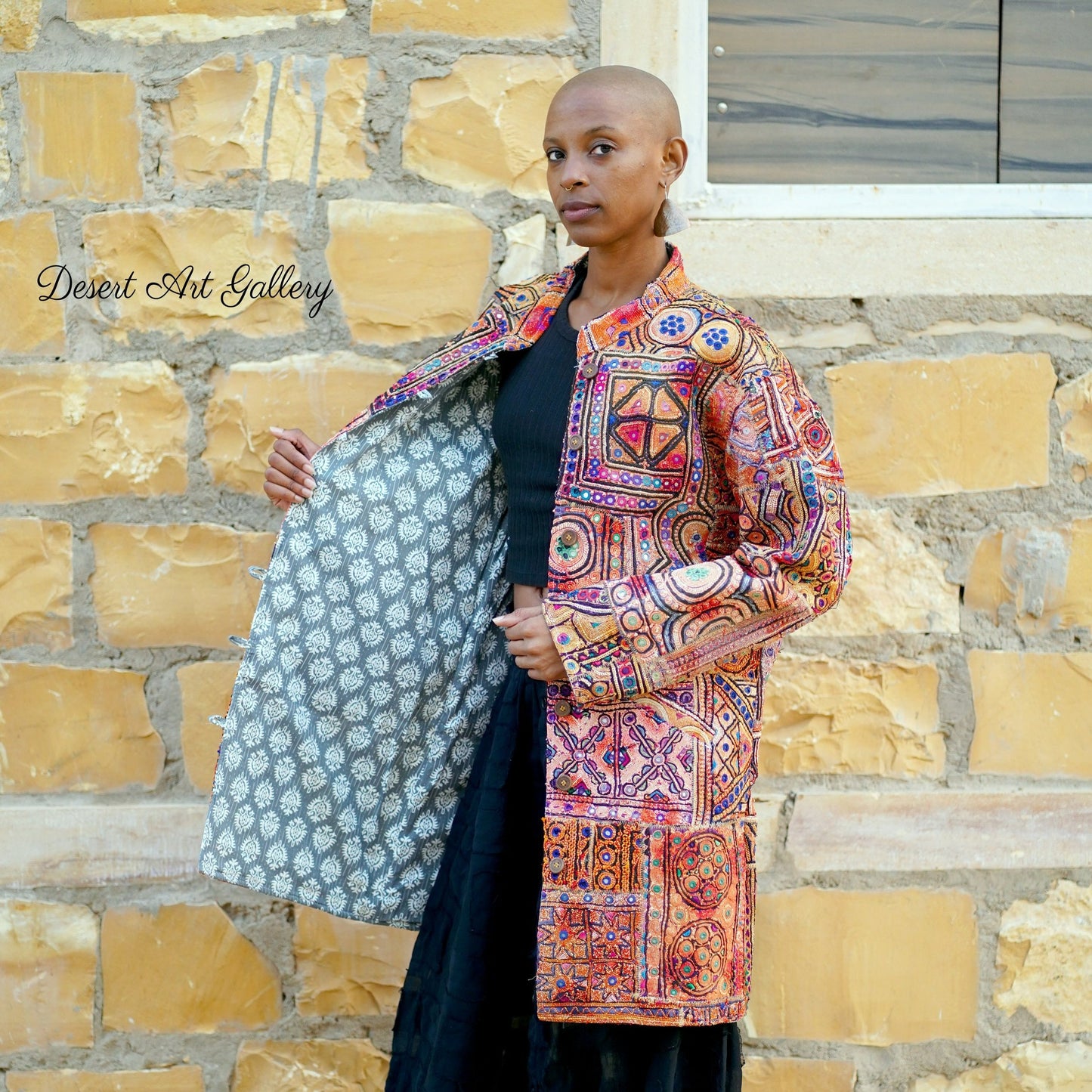 Mukka Embroidery Zari Long Jacket